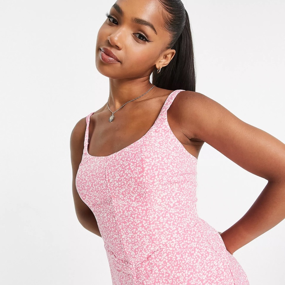 Abercrombie & Fitch midi dress in pink floral